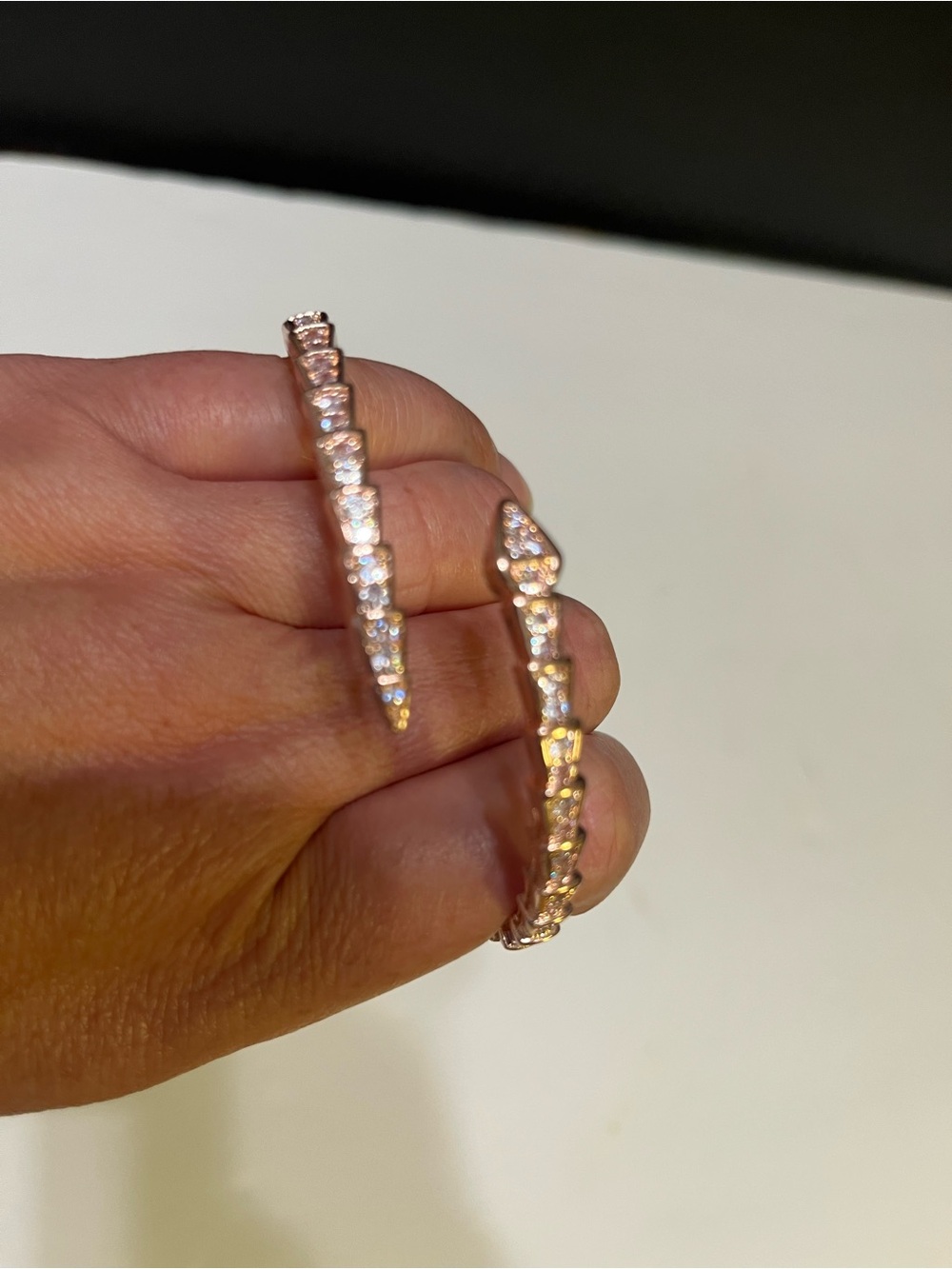Elegant Rose Gold CZ Snake Bracelet Bangle Small